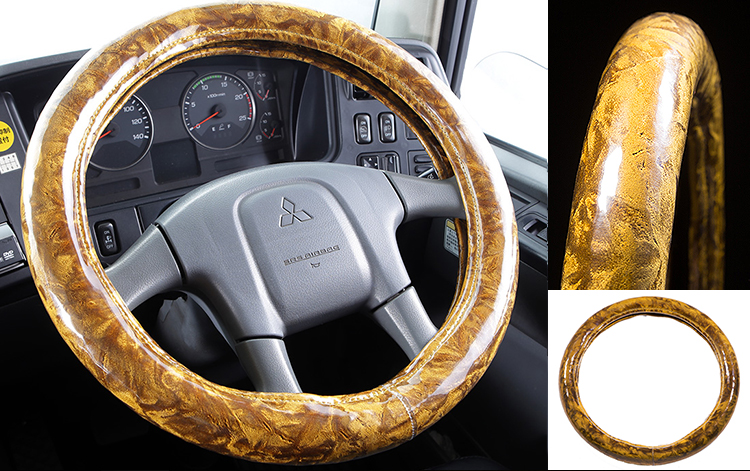 雅 Miyabi 極太トラックハンドルカバー ゴールド チンチラ ダブルステッチ 日野自動車 いすゞ自動車 三菱ふそう Udトラック